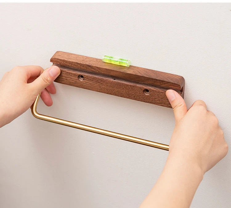 Stainless Steel & Black Walnut Wall-Mounted Toilet Paper Holder – Modern Bathroom Tissue Dispenser | Punch-Free or Screw Installation